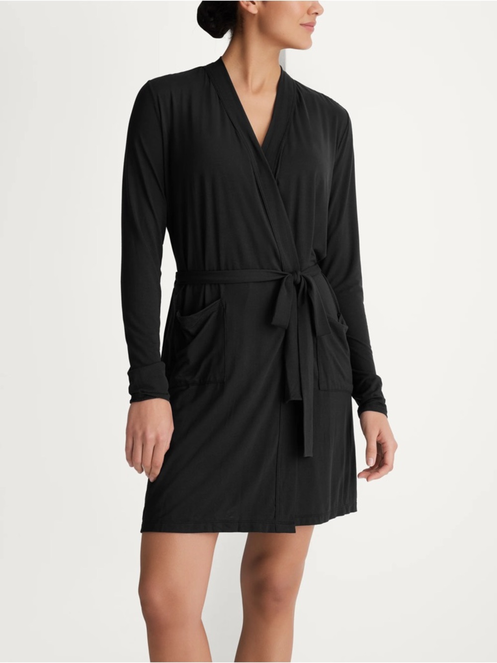 Tommy John Women's Black Wrap Robe - Lightweight Sleepwear